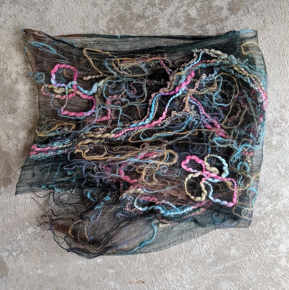 Fleurs Scarf - silk.  Beautiful multicolor scarf.